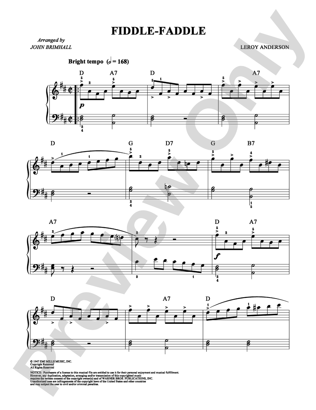 Fiddle-Faddle: Easy Piano Digital Sheet Music