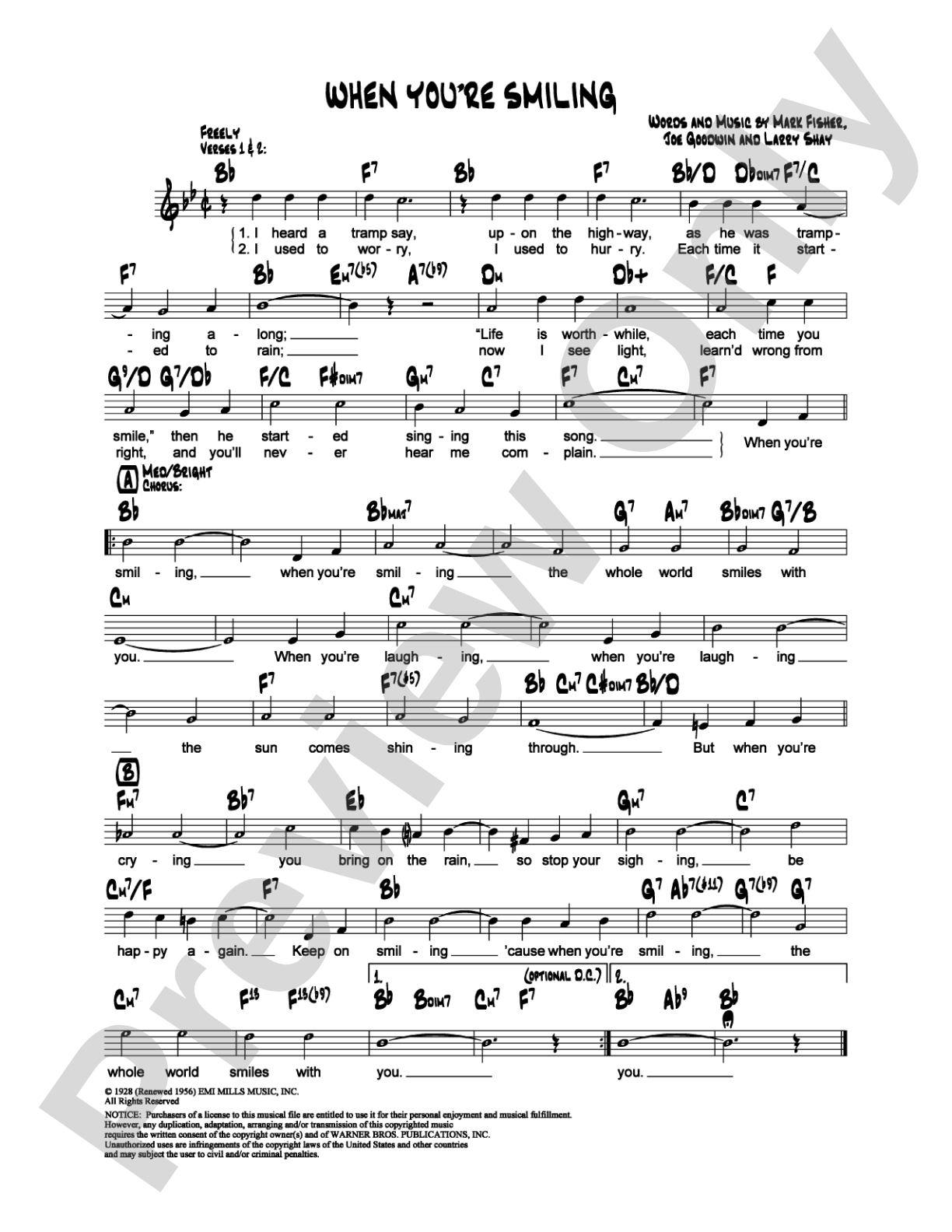 When You're Smiling: Lead Sheet Digital Sheet Music