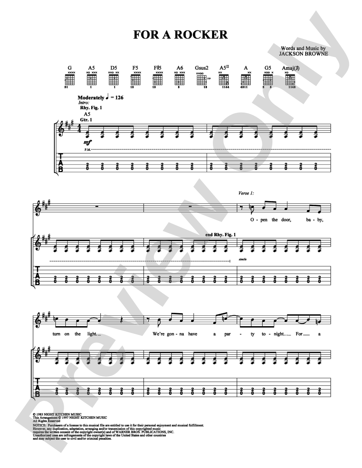For a Rocker: Guitar TAB Digital Sheet Music