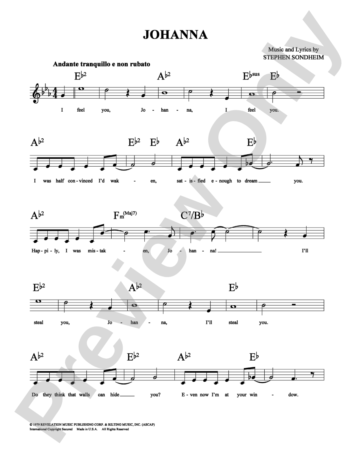 Johanna: Lead Sheet Digital Sheet Music
