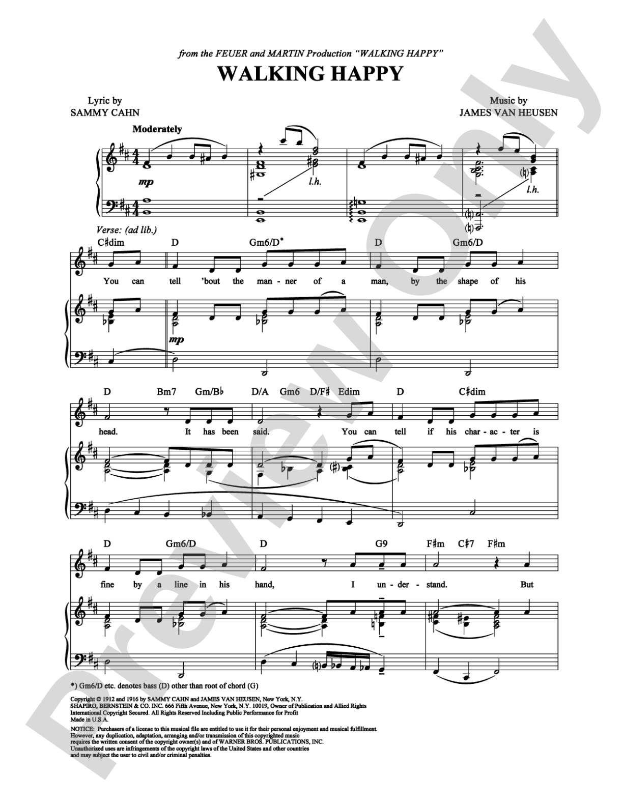 Walking Happy: Piano/Vocal/Chords Digital Sheet Music
