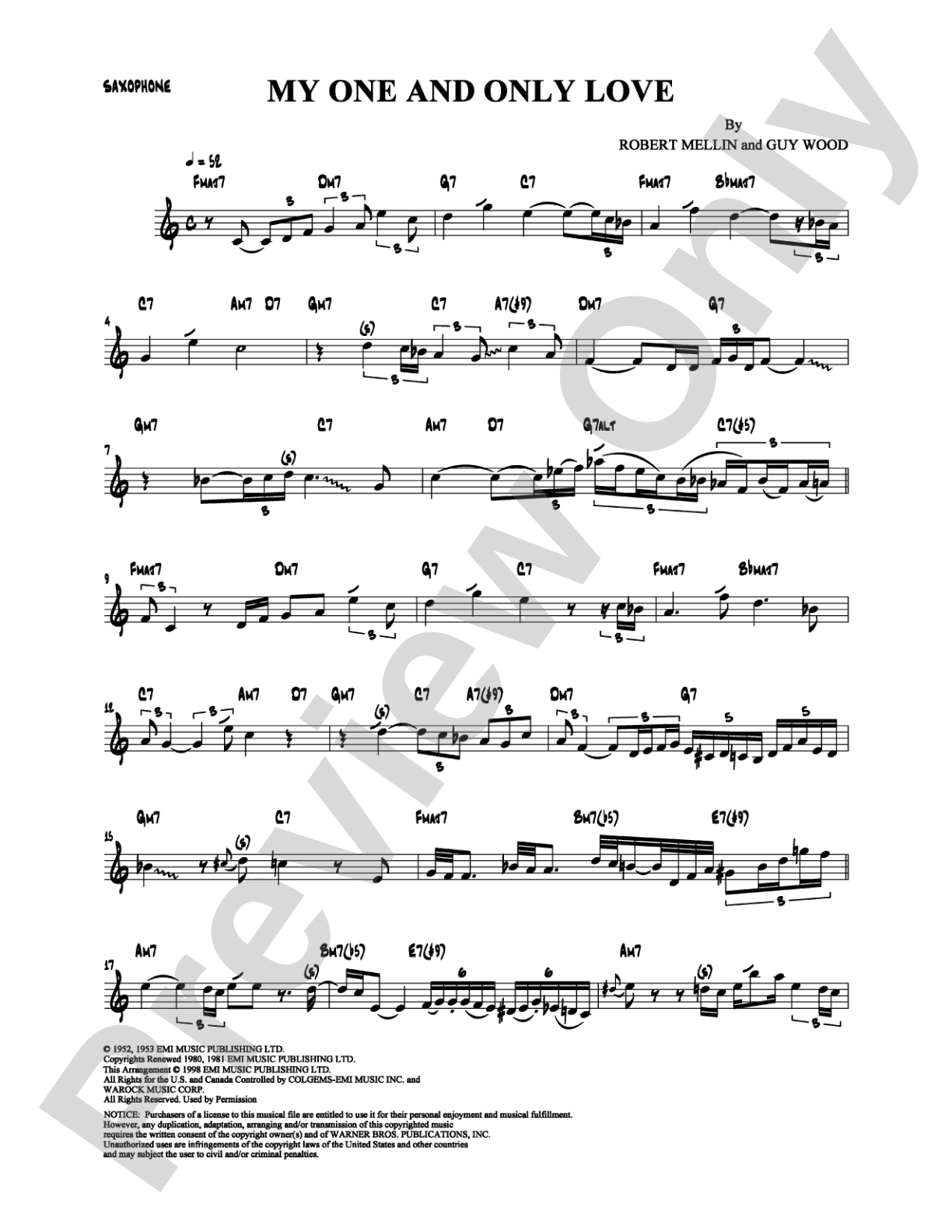 My One and Only Love: Solo & Small Ensemble Digital Sheet Music