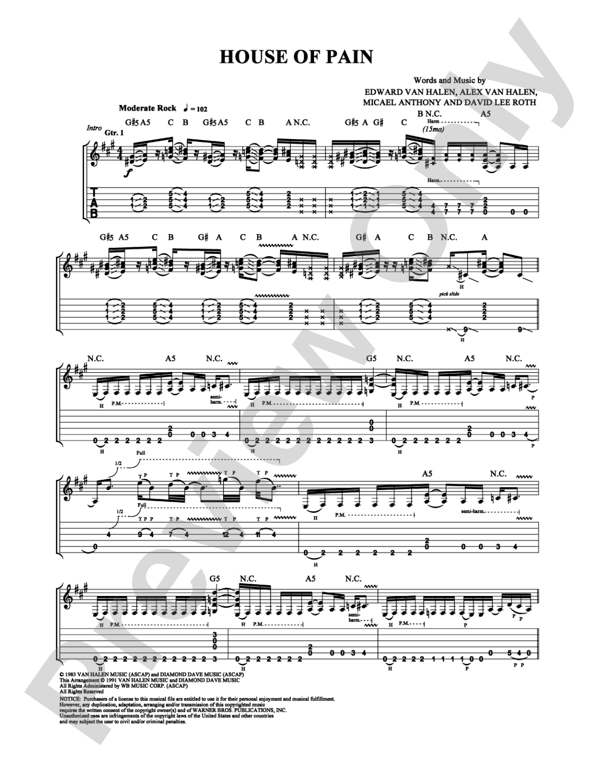 House of Pain: Guitar TAB Digital Sheet Music