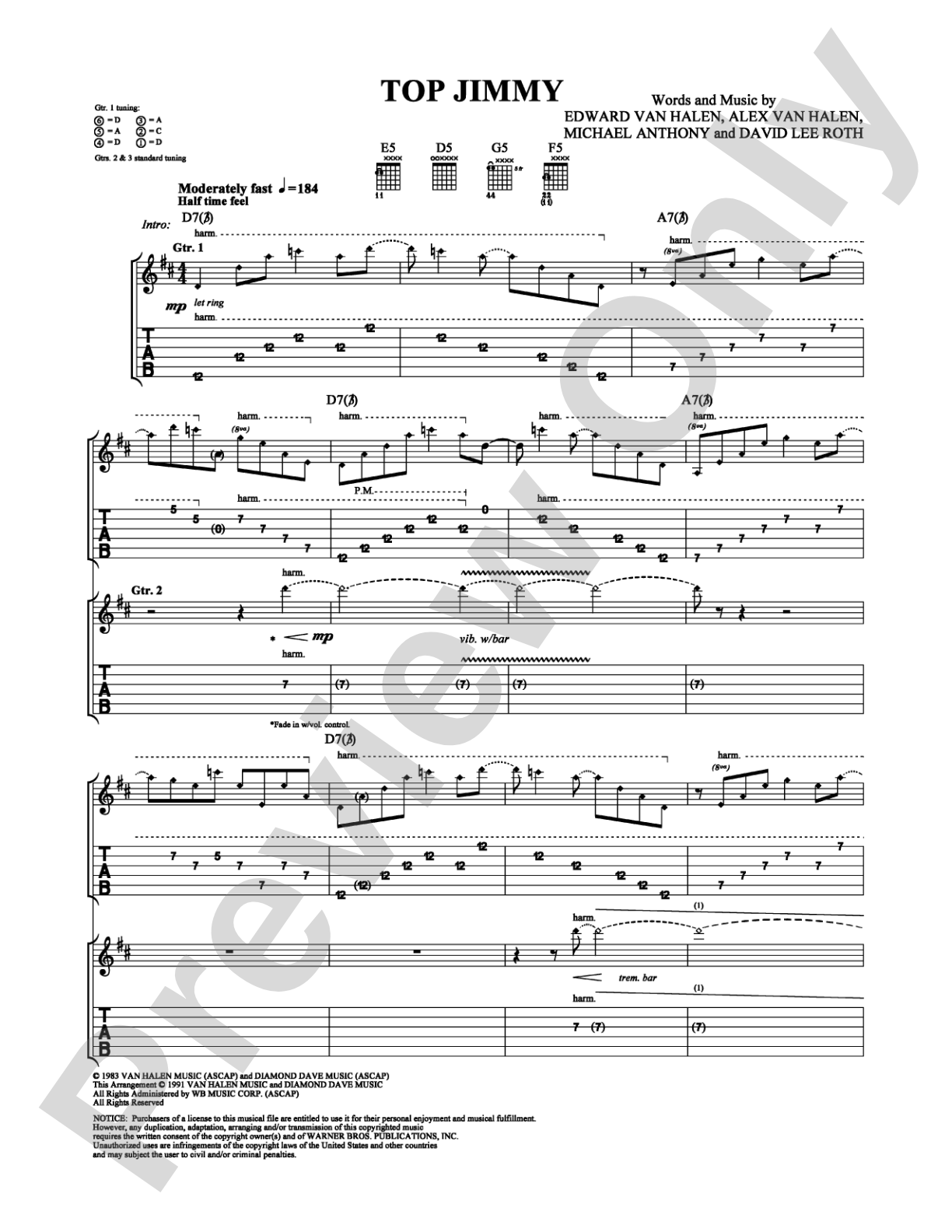 Top Jimmy: Guitar TAB Digital Sheet Music