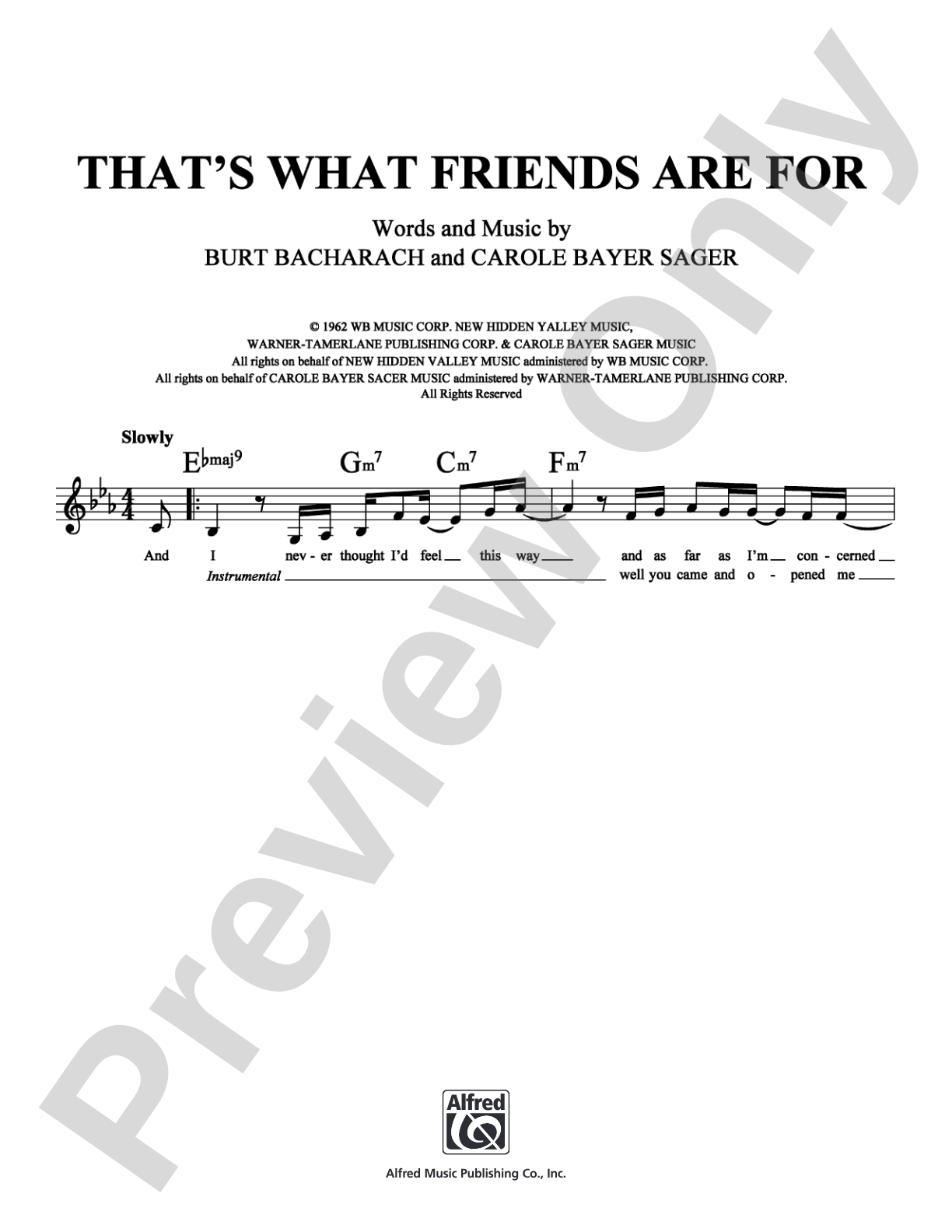 That's What Friends Are For: Piano/Vocal/Chords Digital Sheet Music
