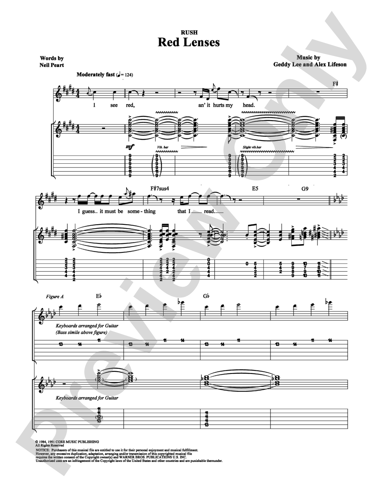 Red Lenses: Guitar TAB Digital Sheet Music
