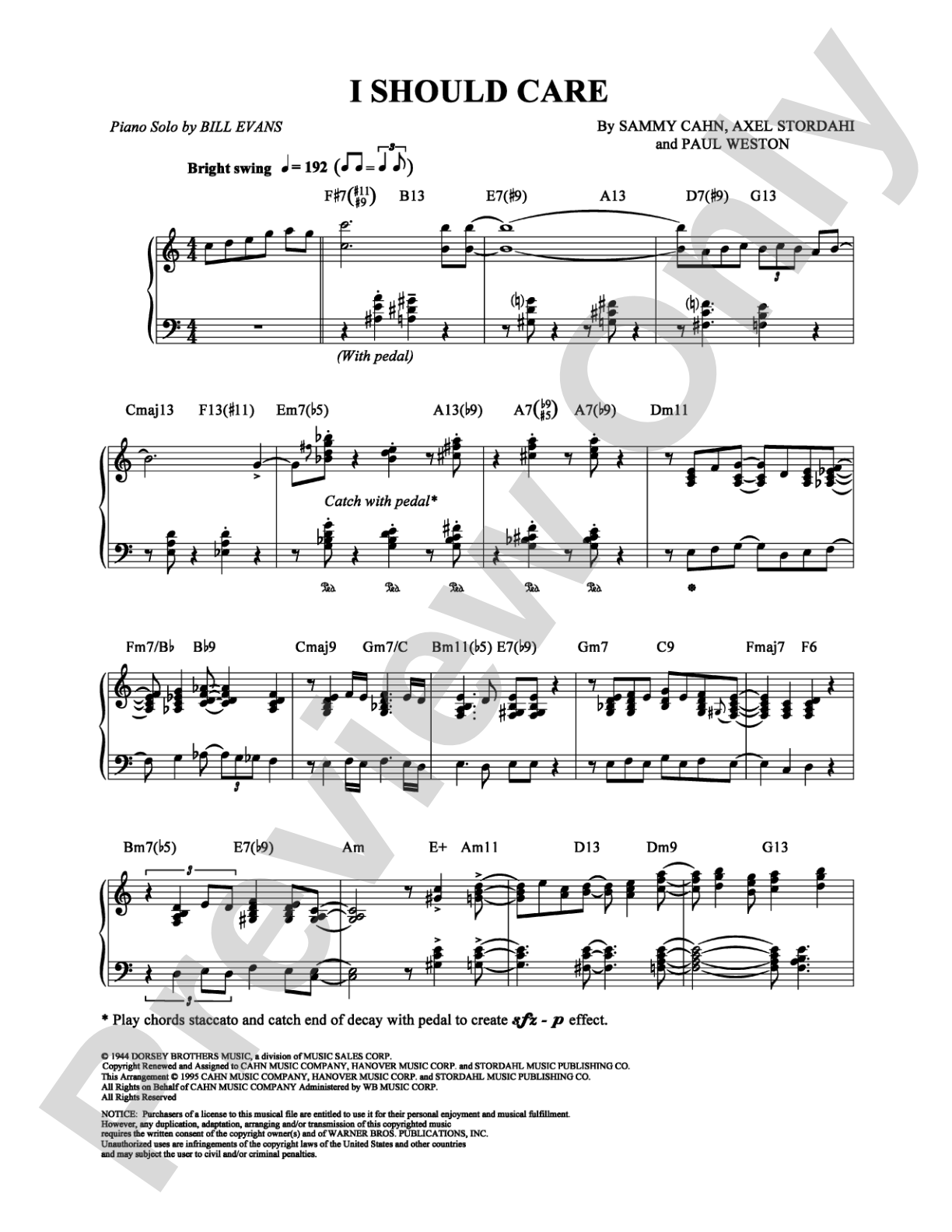I Should Care: Piano Digital Sheet Music