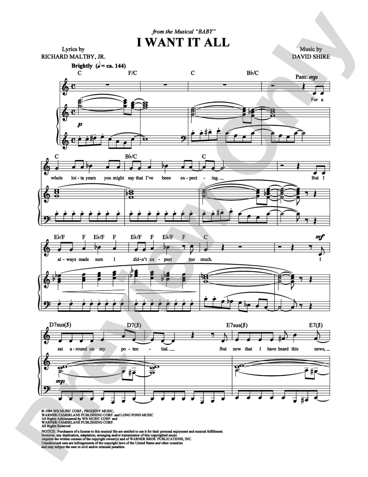 I Want It All: Piano/Vocal/Chords Digital Sheet Music