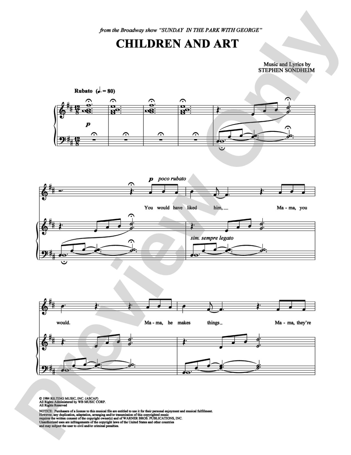 Children and Art: Piano/Vocal/Chords Digital Sheet Music