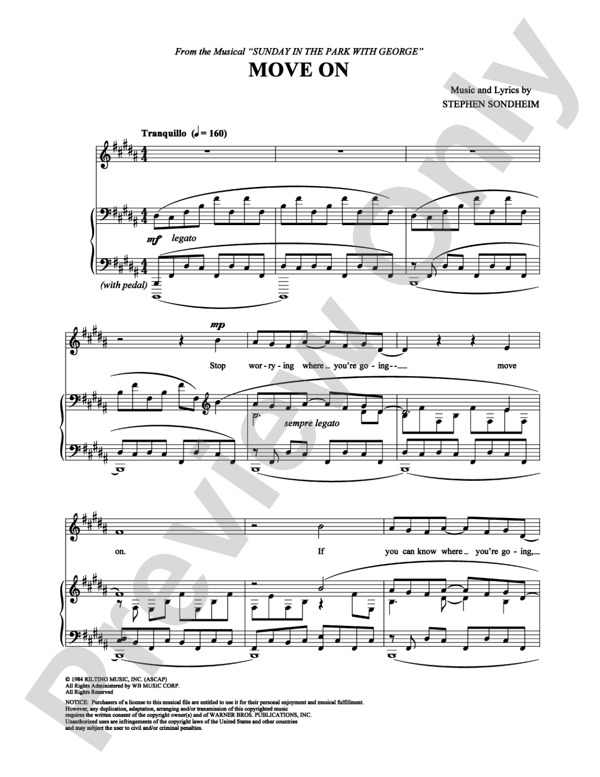 Move On: Piano/Vocal/Chords Digital Sheet Music