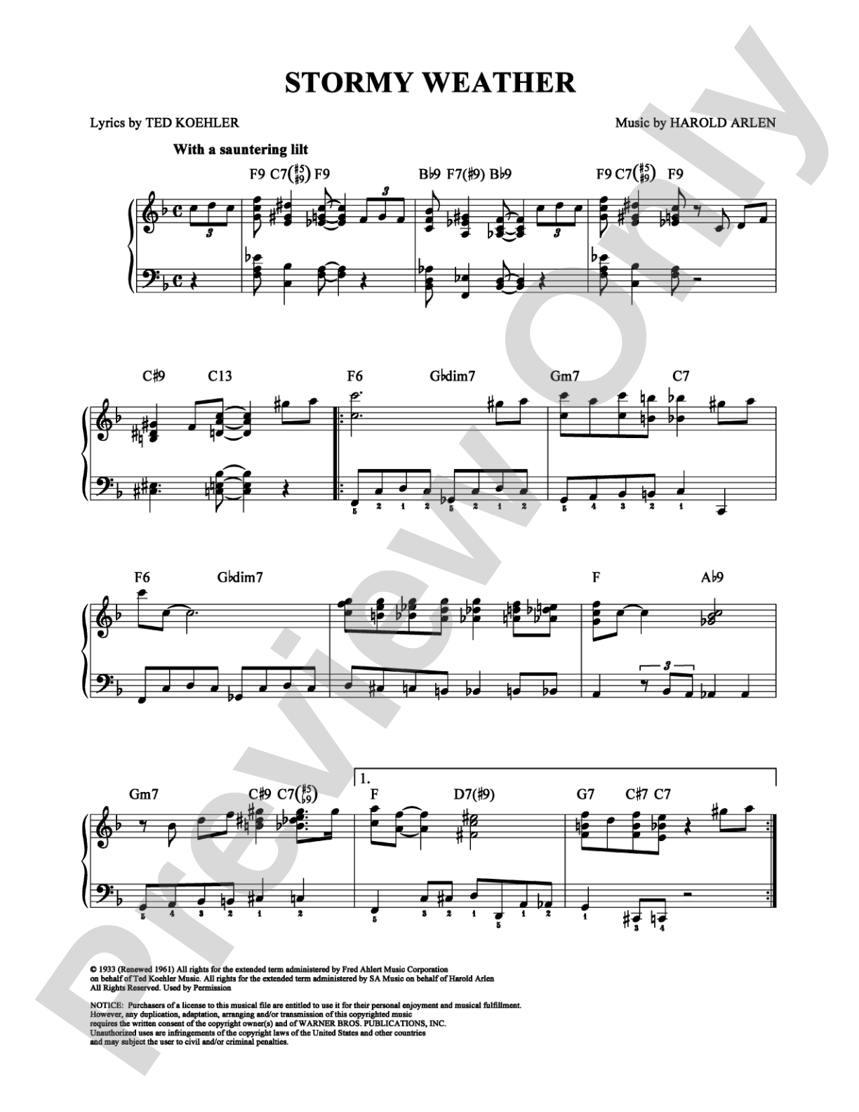 Stormy Weather: Piano Digital Sheet Music