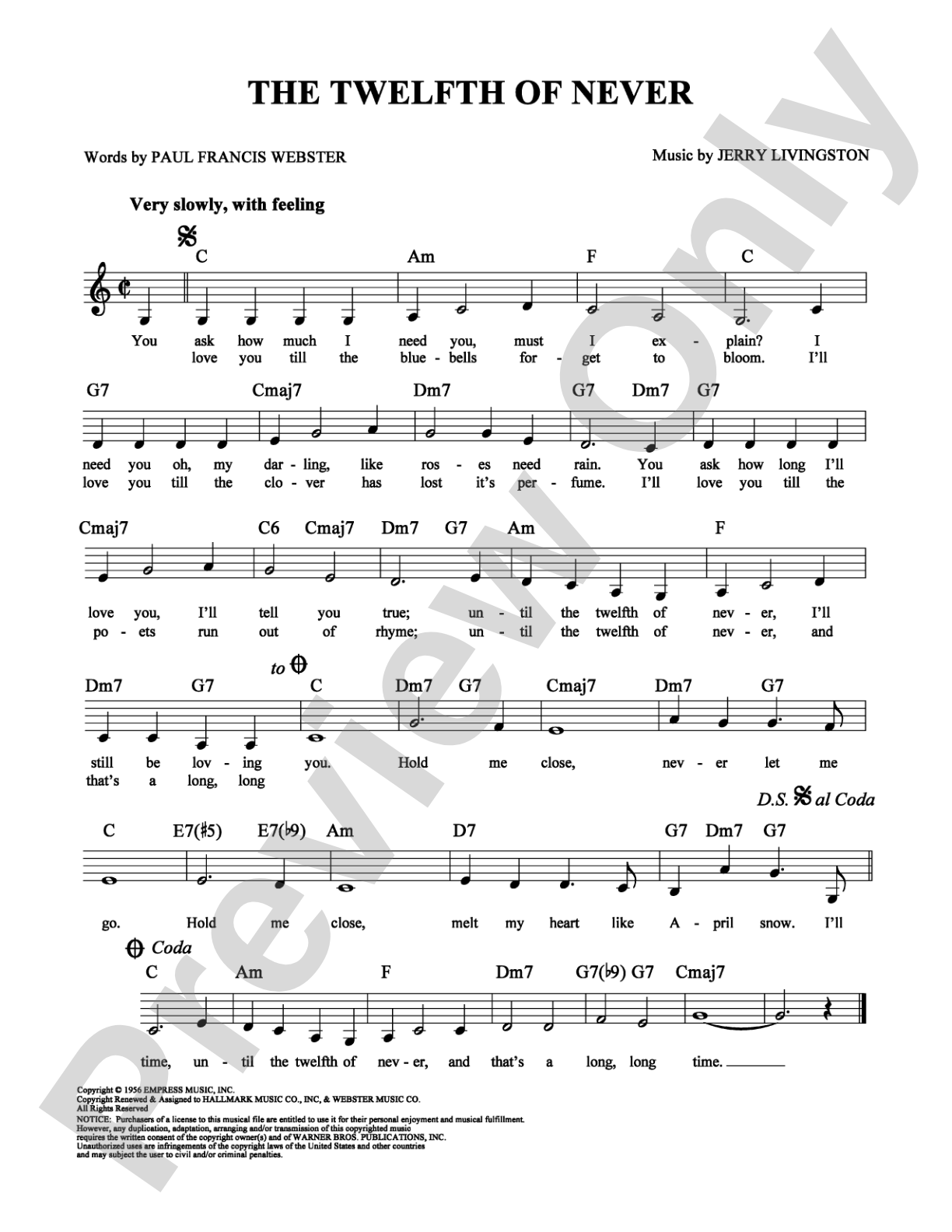 The Twelfth of Never: Lead Sheet Digital Sheet Music