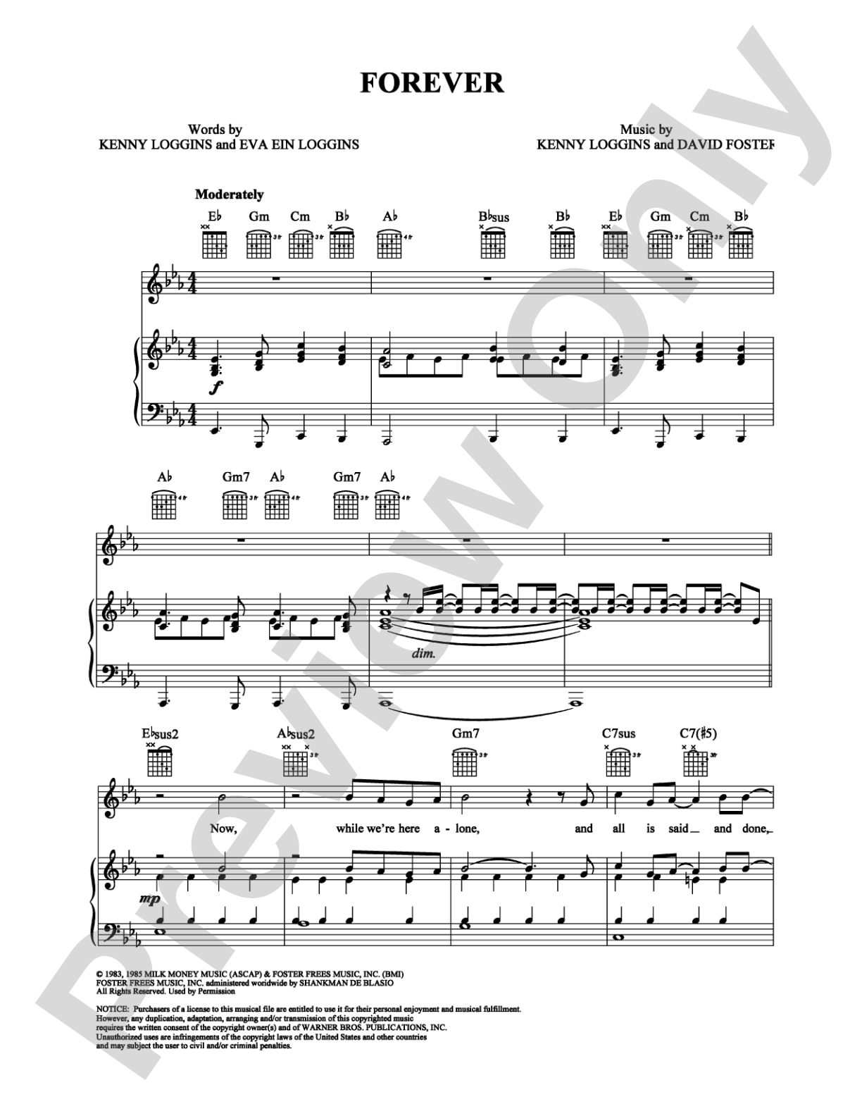 Forever: Piano/Vocal/Chords Digital Sheet Music