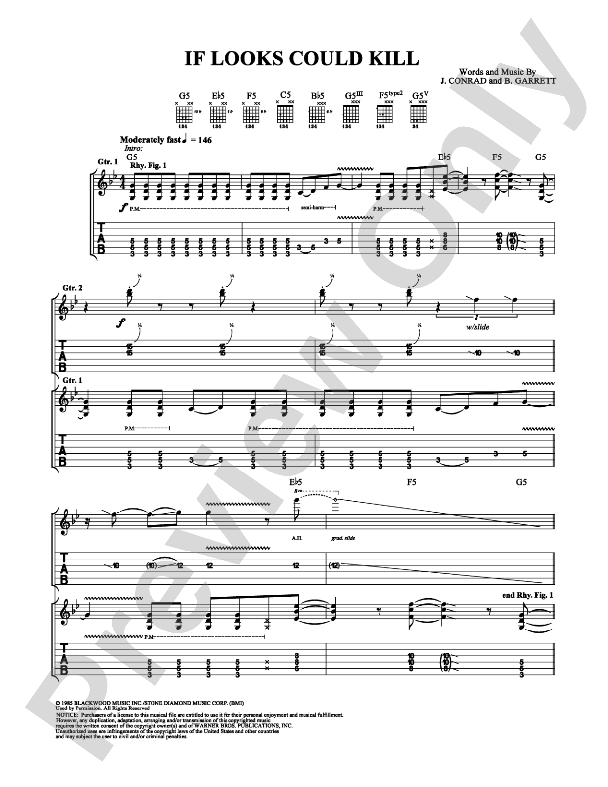 If Looks Could Kill: Guitar TAB Digital Sheet Music