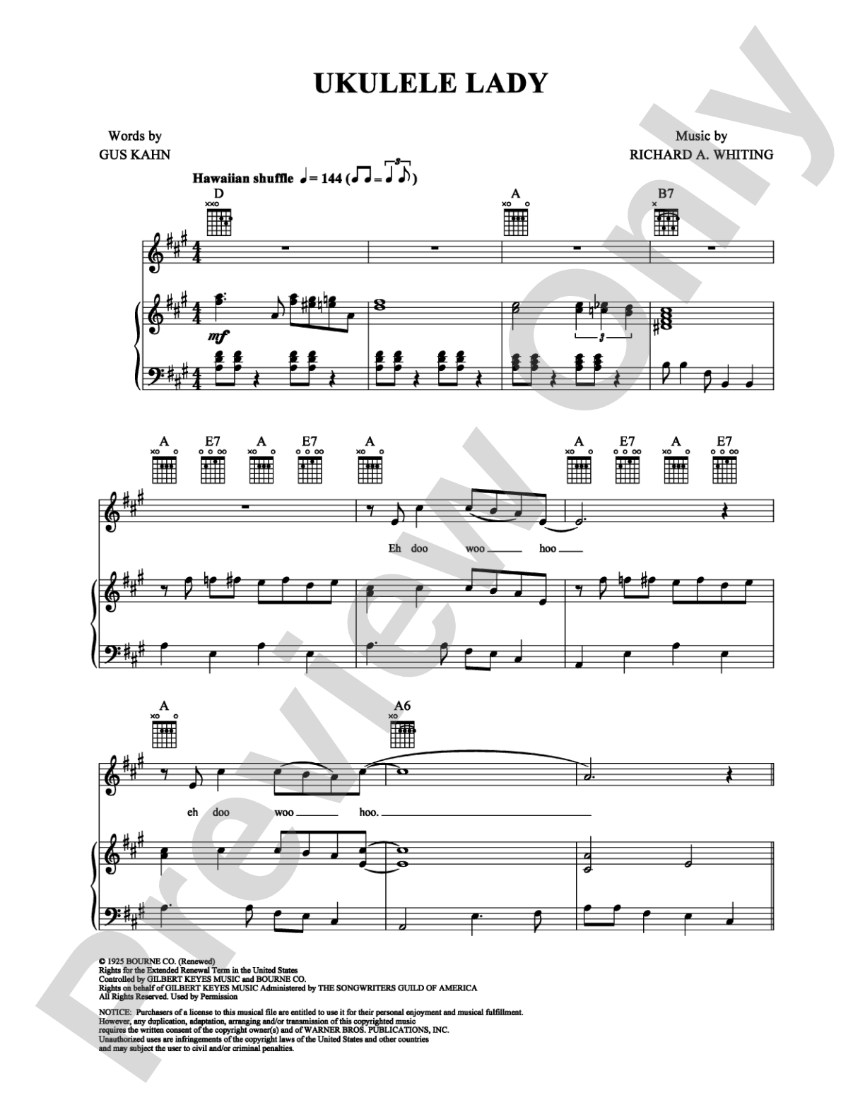 Ukulele Lady: Piano/Vocal/Chords Digital Sheet Music