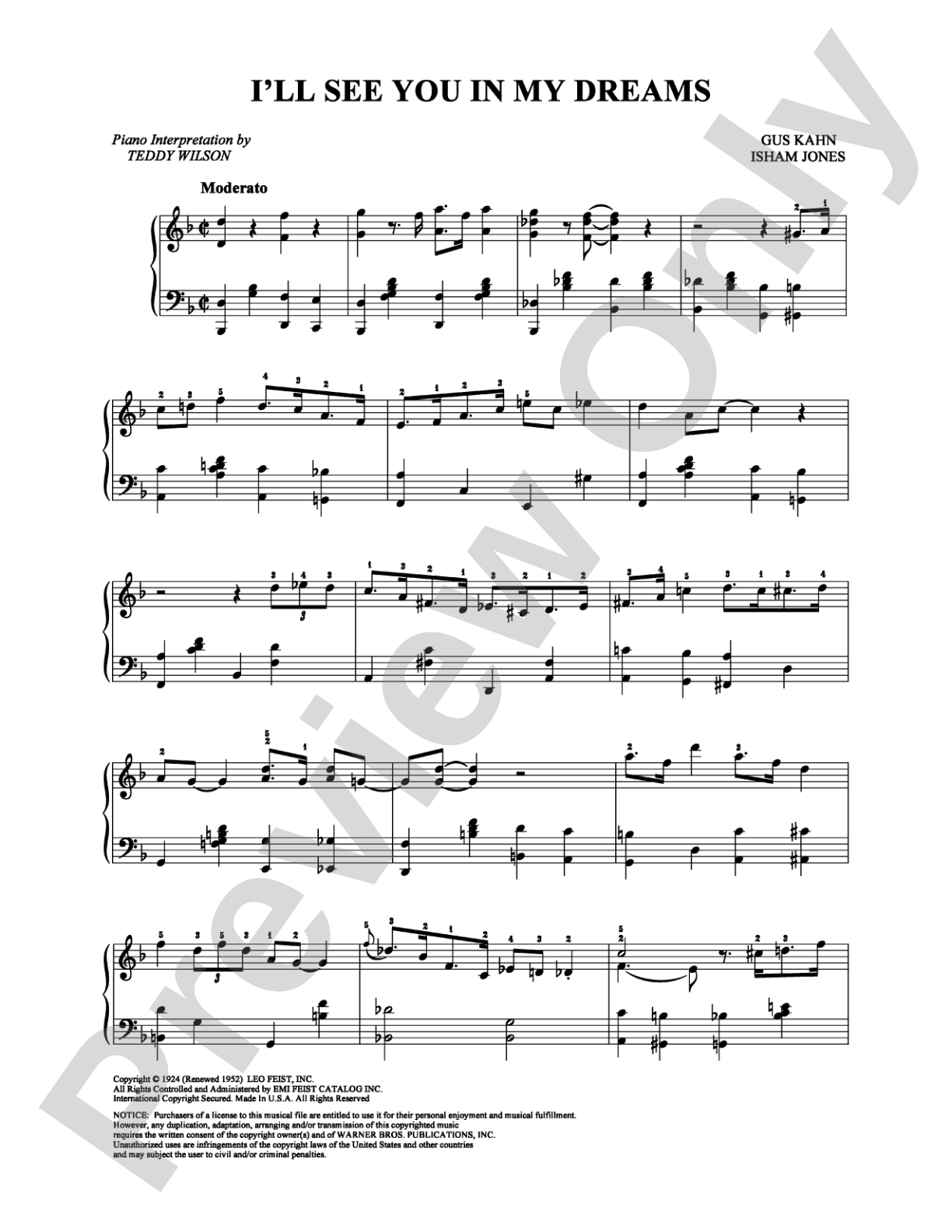 I'll See You In My Dreams: Piano Digital Sheet Music