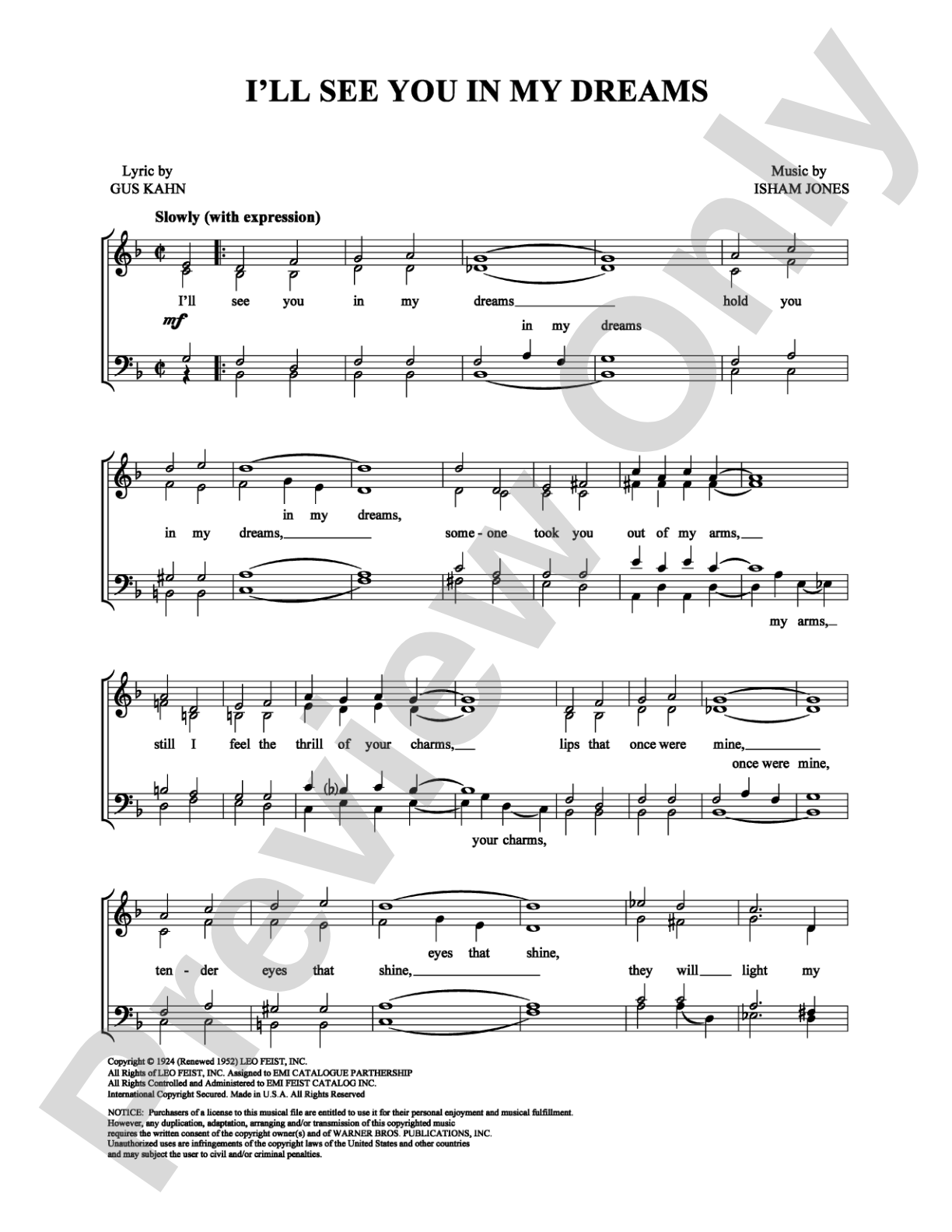 I'll See You In My Dreams: Vocal Group Digital Sheet Music