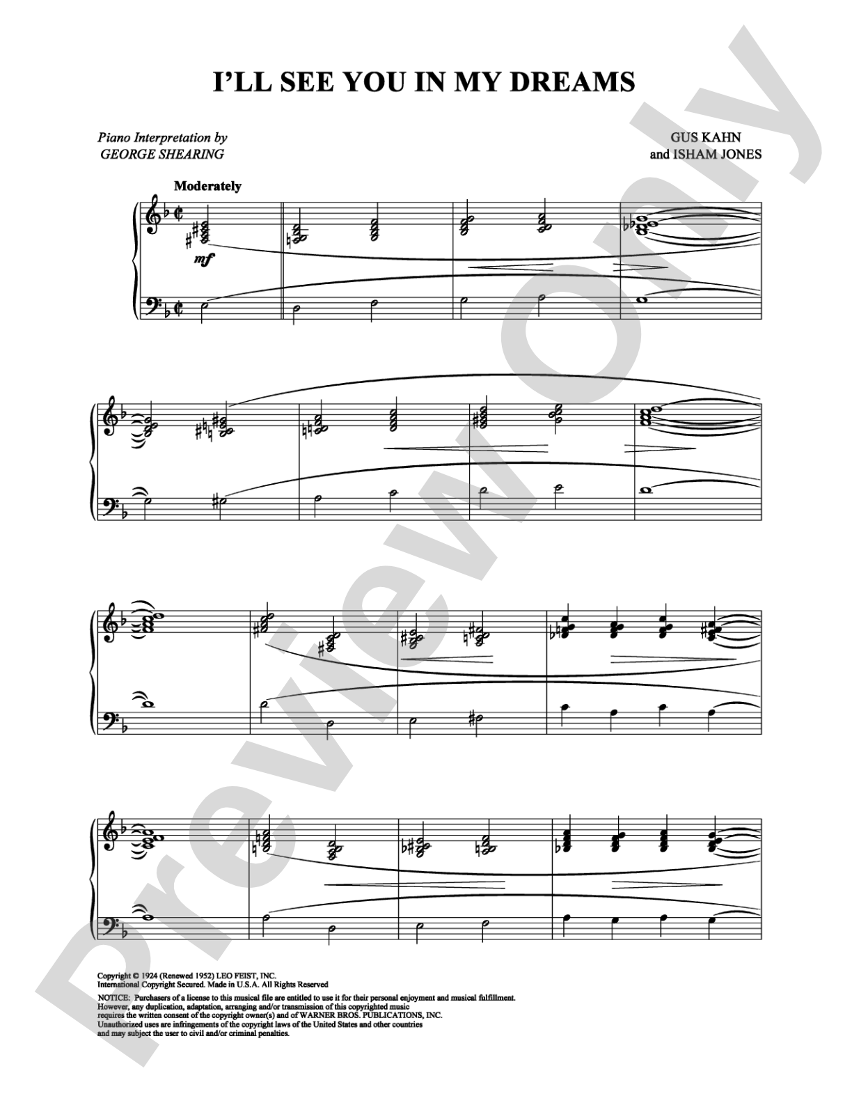 I'll See You in My Dreams: Piano Digital Sheet Music