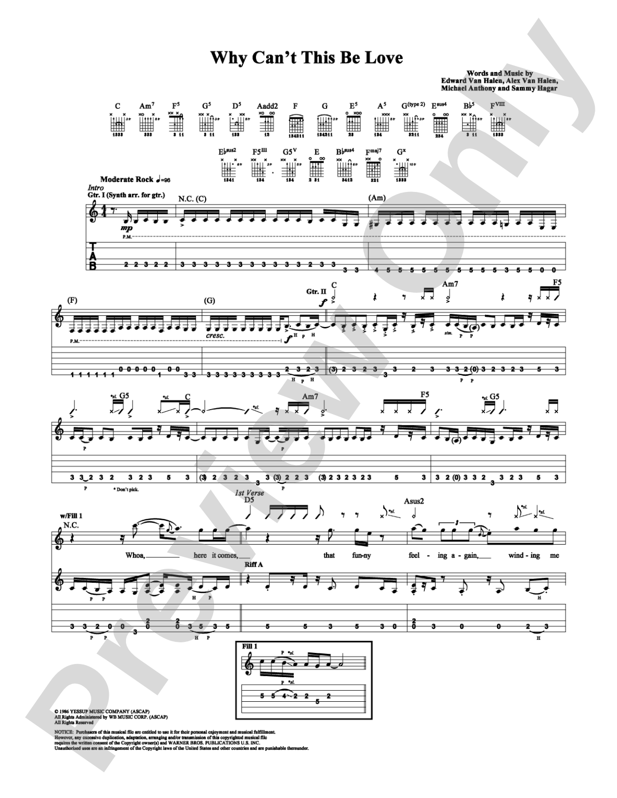 Why Can't This Be Love: Guitar TAB Digital Sheet Music