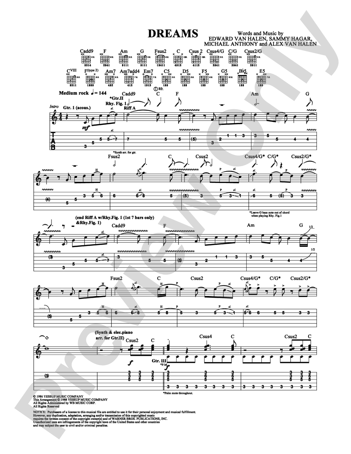 Dreams: Guitar TAB Digital Sheet Music