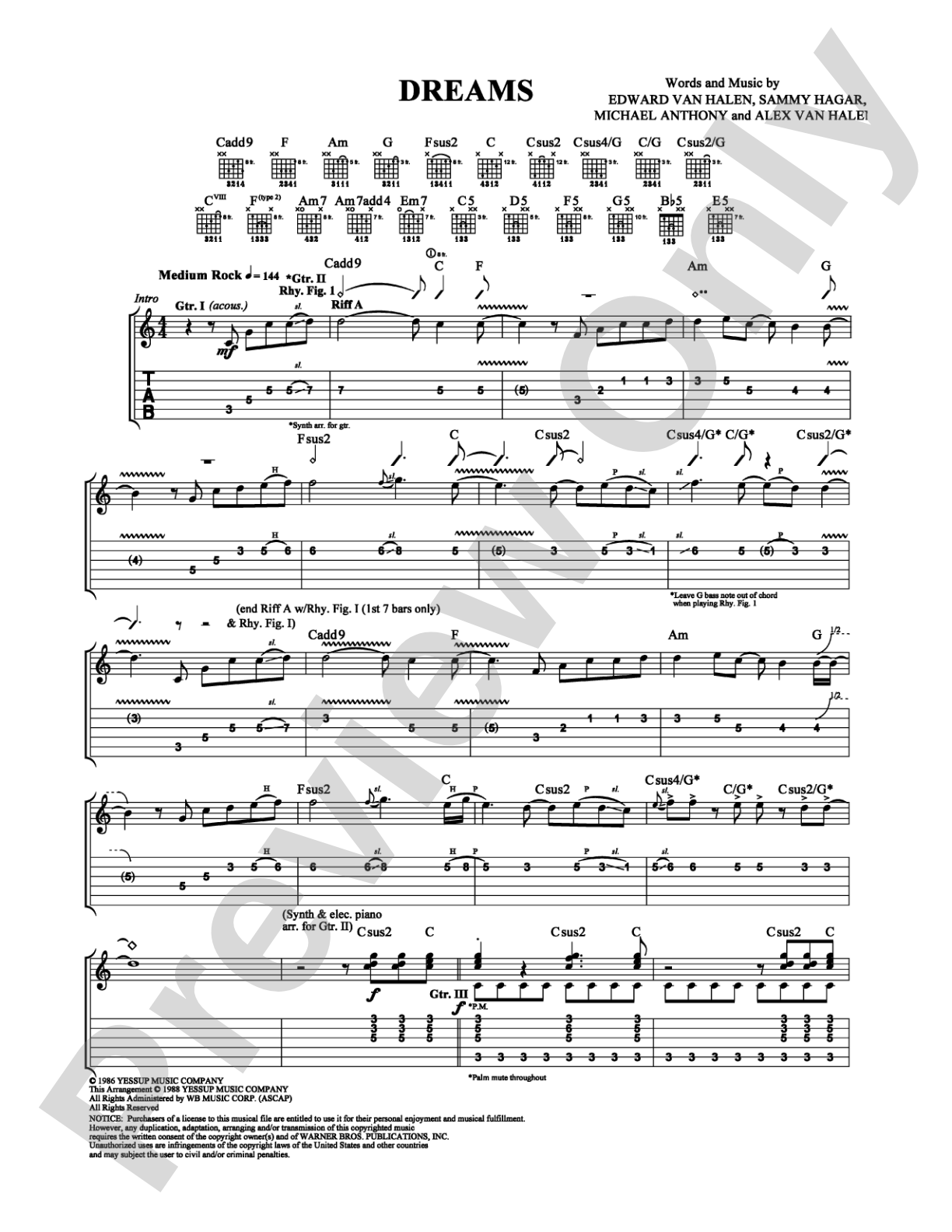Dreams: Guitar TAB Digital Sheet Music
