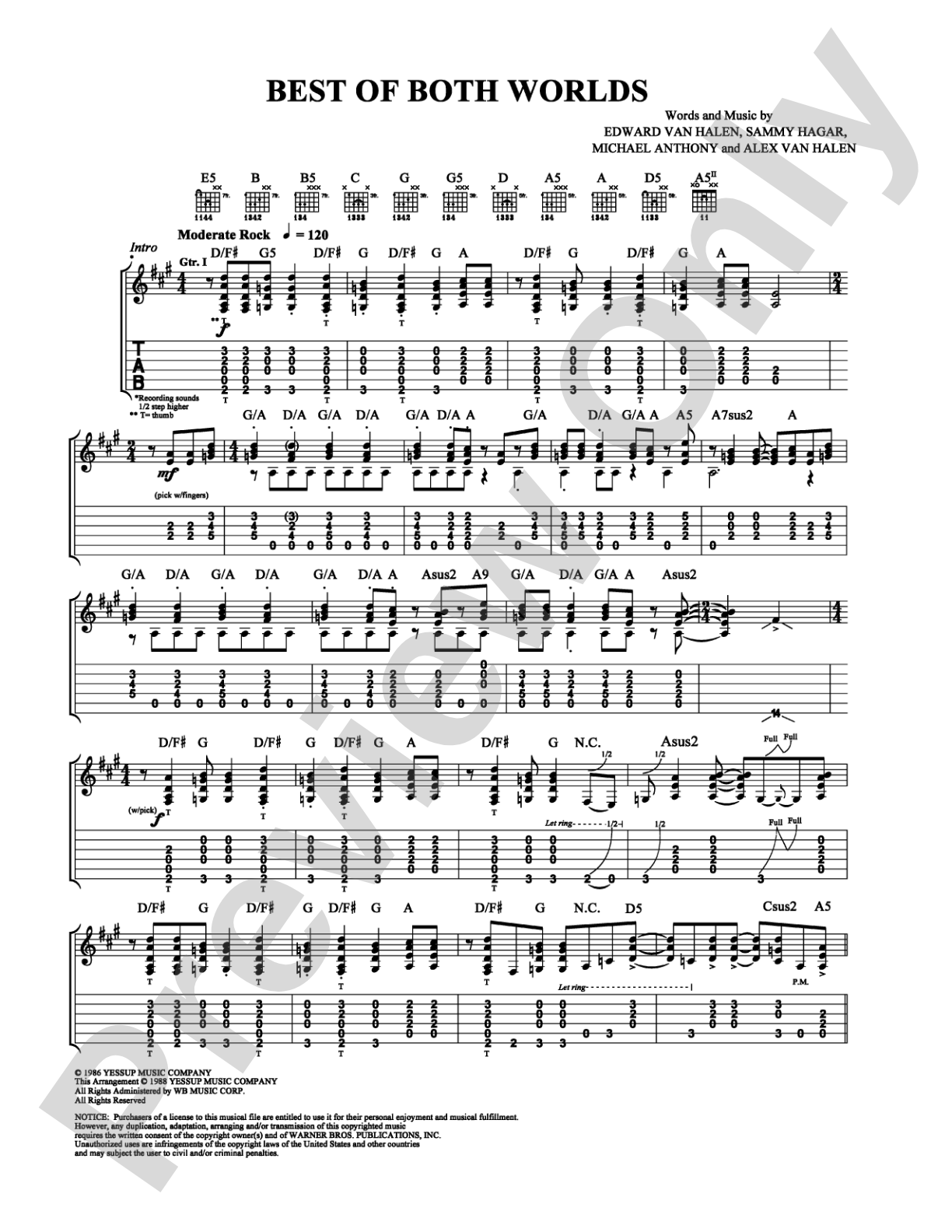 Best of Both Worlds: Guitar TAB Digital Sheet Music