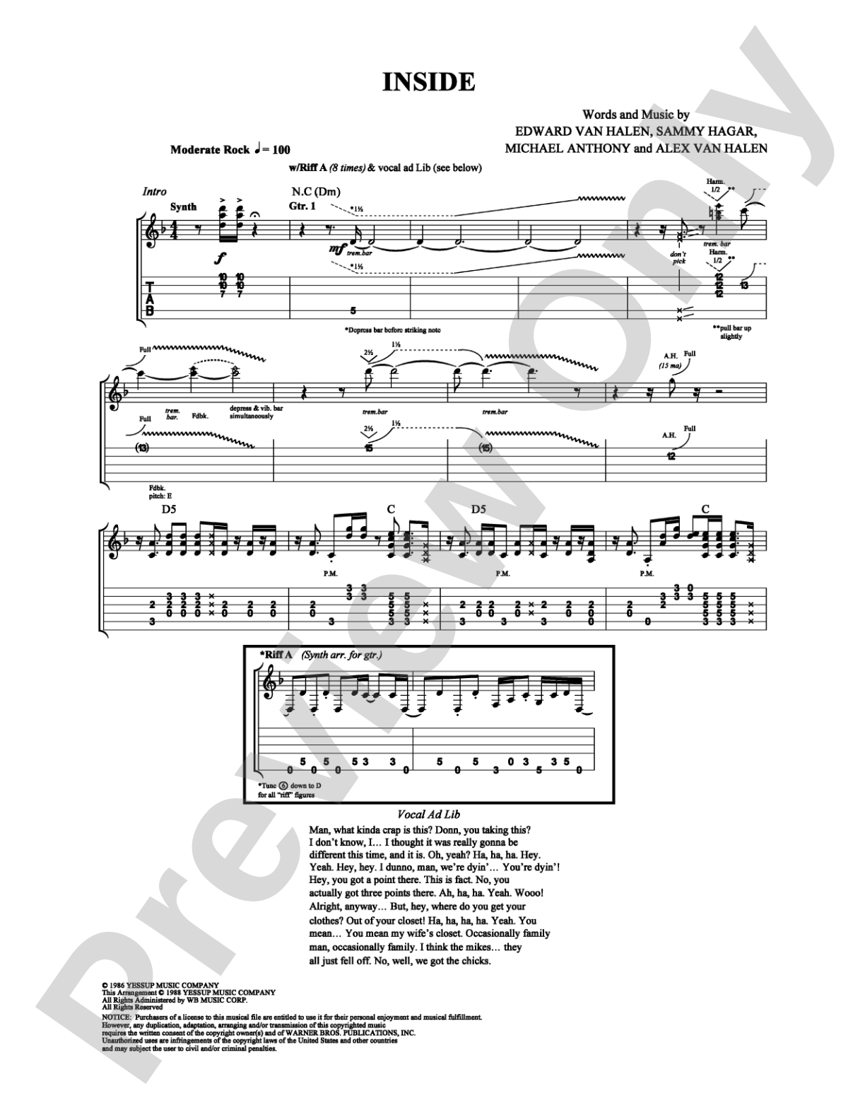 Inside: Guitar TAB Digital Sheet Music