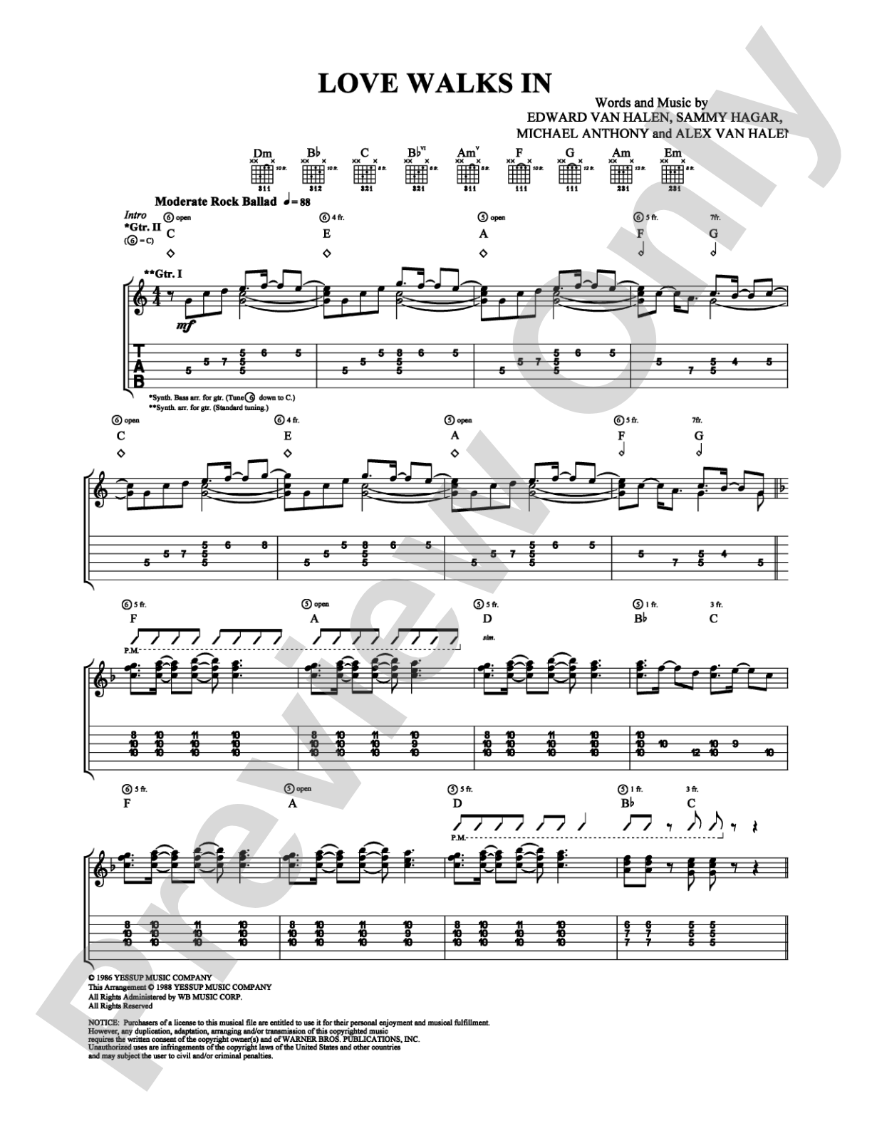 Love Walks In: Guitar TAB Digital Sheet Music
