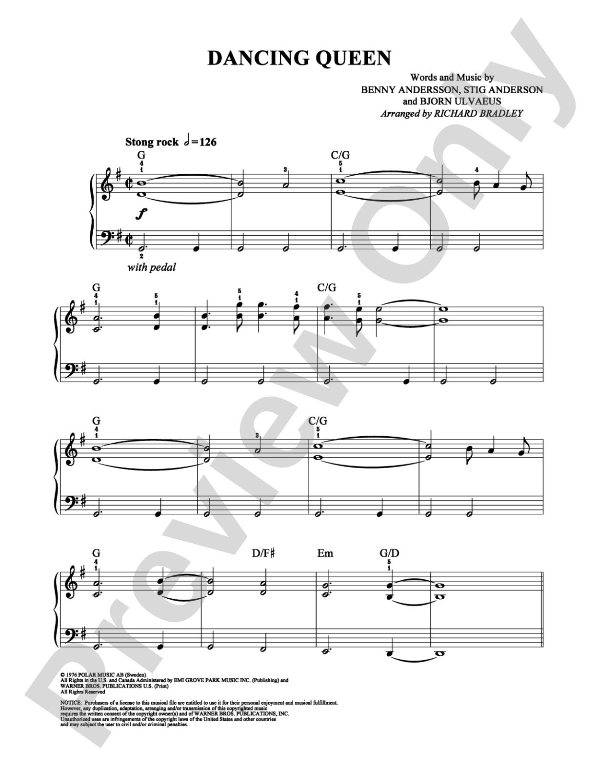 Dancing Queen: Easy Piano Digital Sheet Music