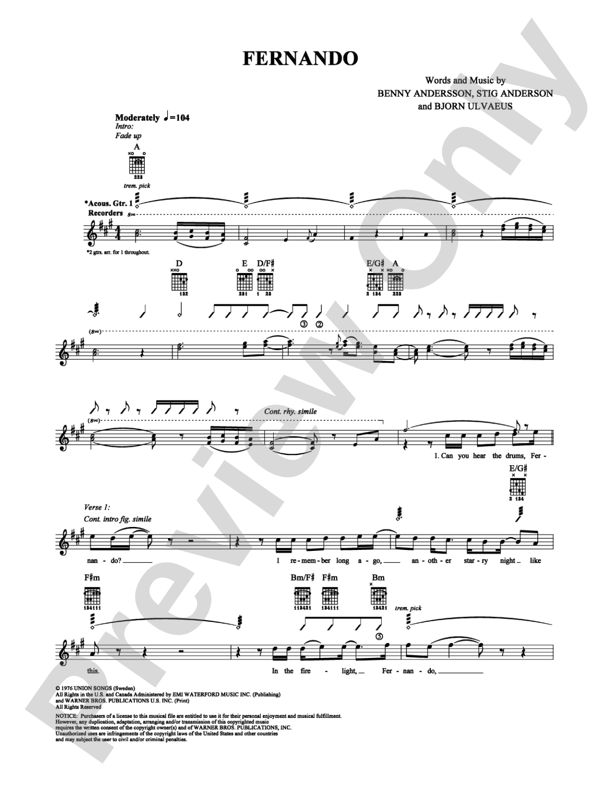 Fernando: Guitar TAB Digital Sheet Music