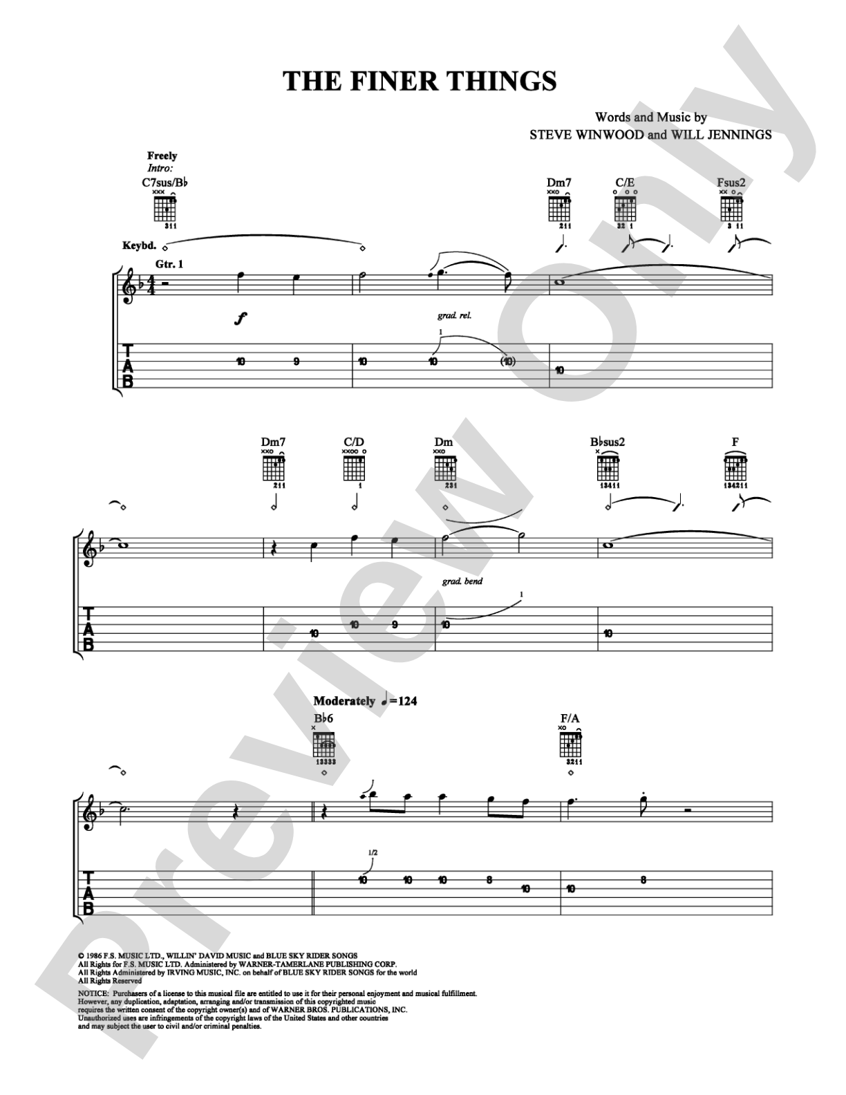 The Finer Things: Guitar TAB Digital Sheet Music