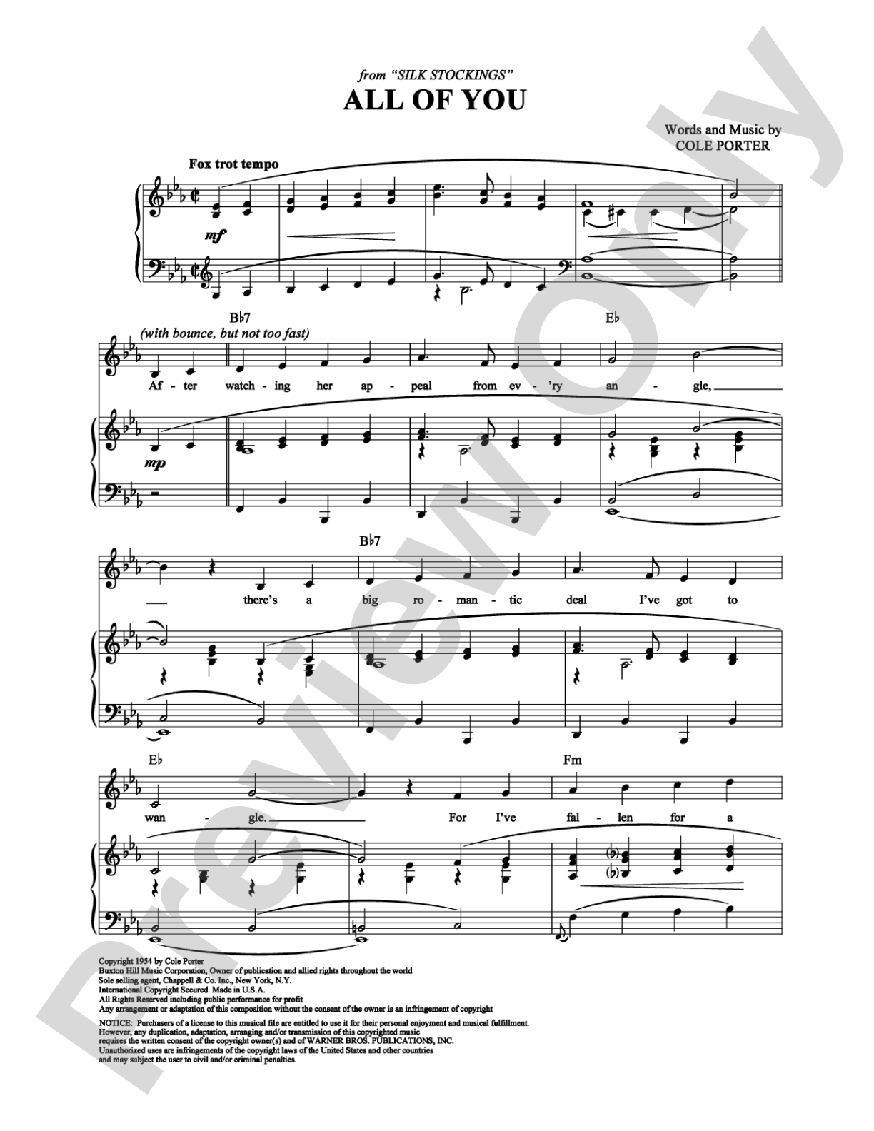 All of You: Piano/Vocal/Chords Digital Sheet Music