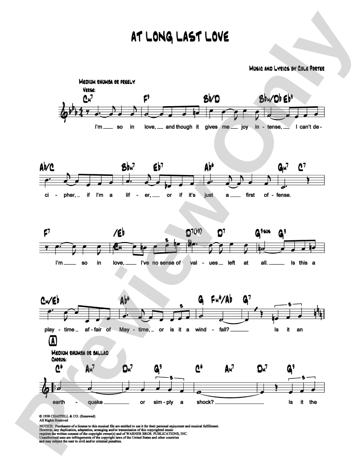 At Long Last Love: Lead Sheet Digital Sheet Music