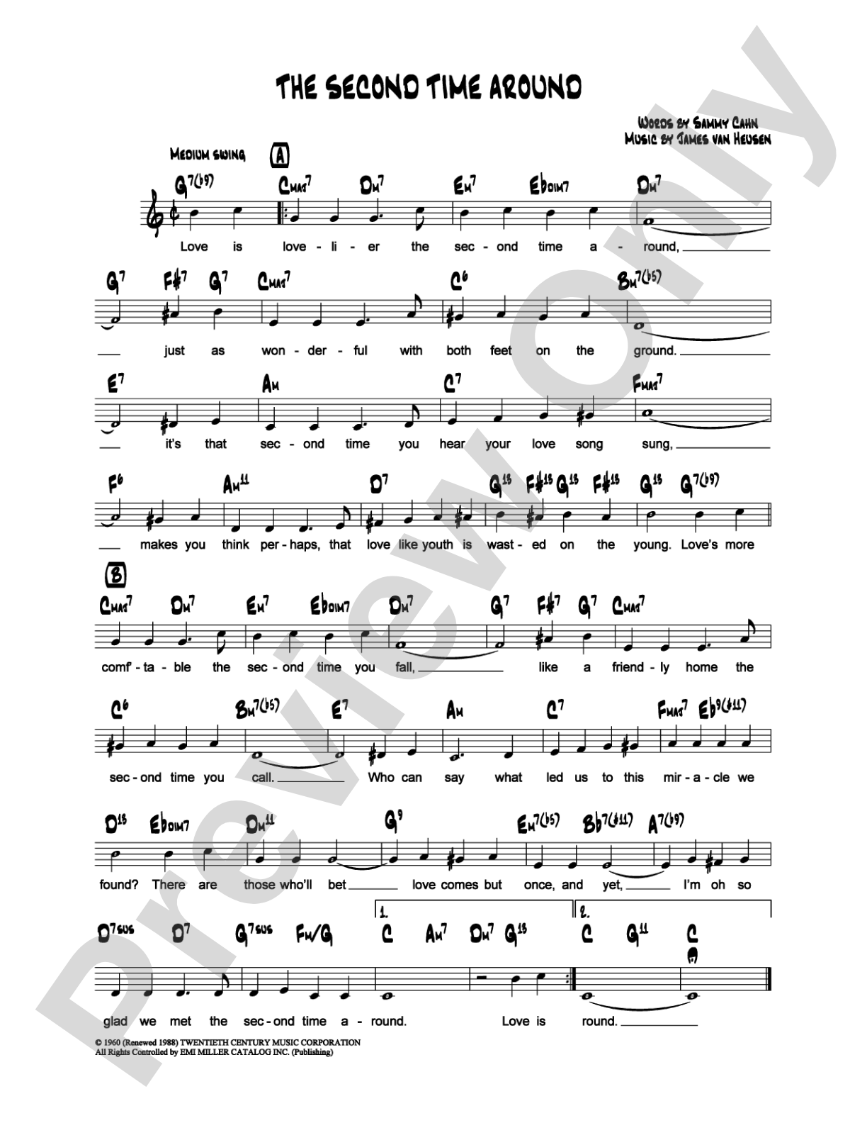The Second Time Around: Lead Sheet Digital Sheet Music