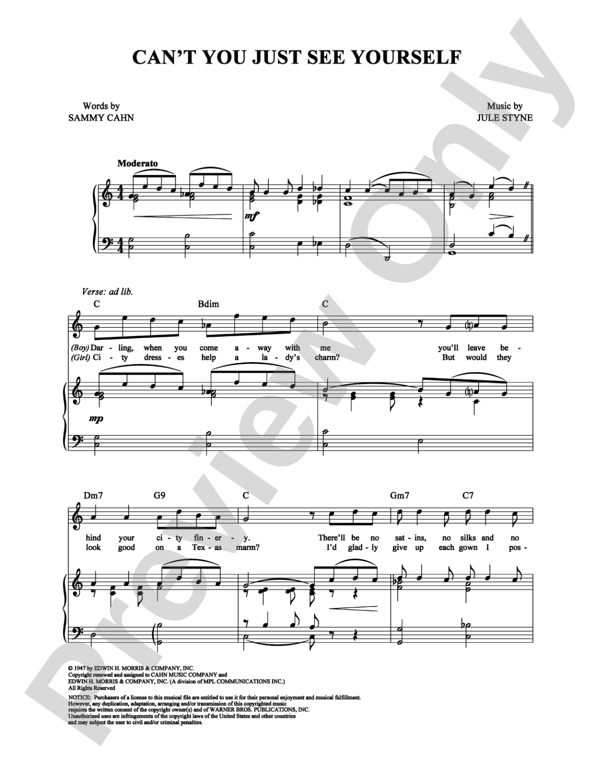 Can't You Just See Yourself: Piano/Vocal/Chords Digital Sheet Music