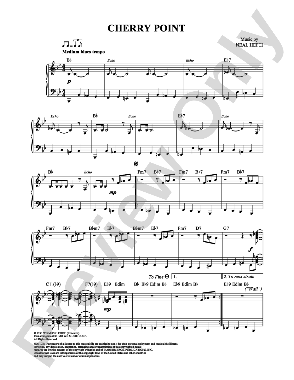 Cherry Point: Piano/Vocal/Chords Digital Sheet Music