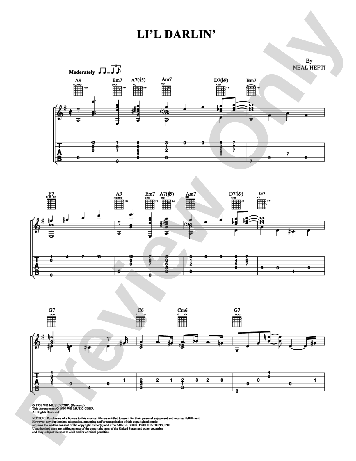 Li'l Darlin': Guitar TAB Digital Sheet Music
