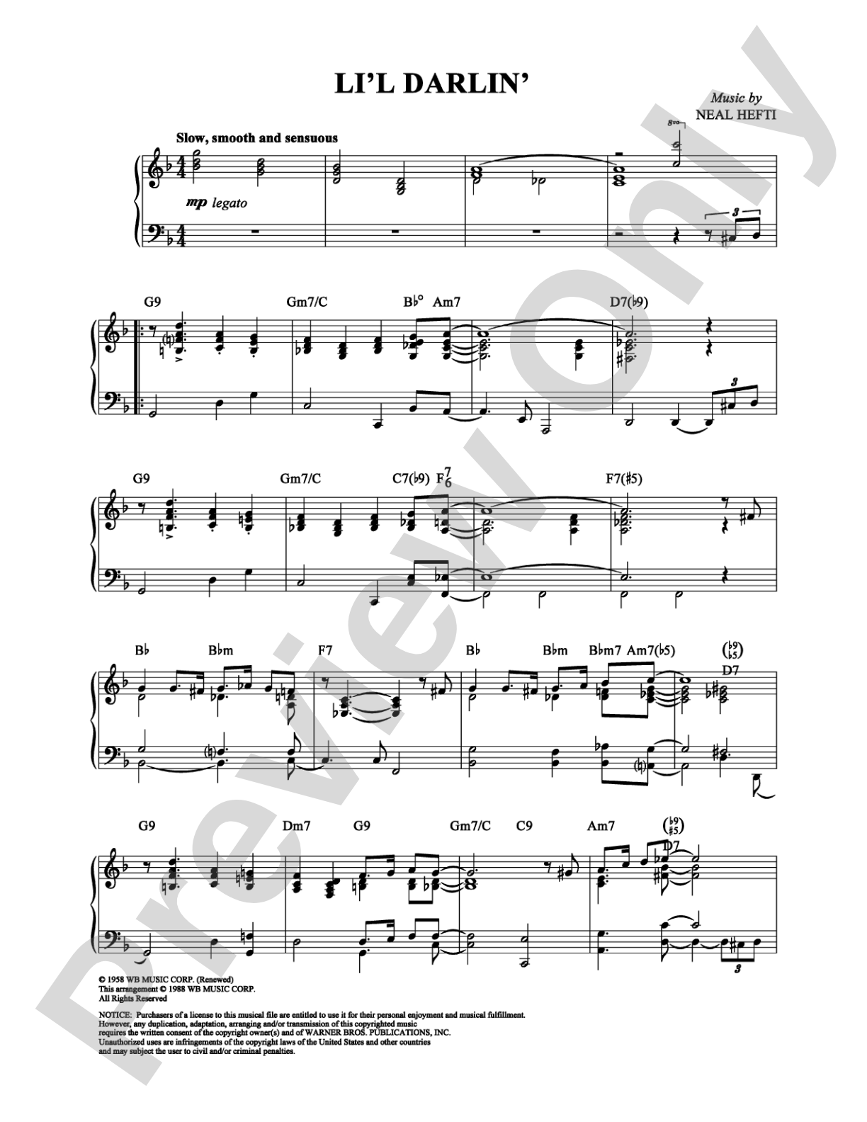 Li'l Darlin': Piano Digital Sheet Music