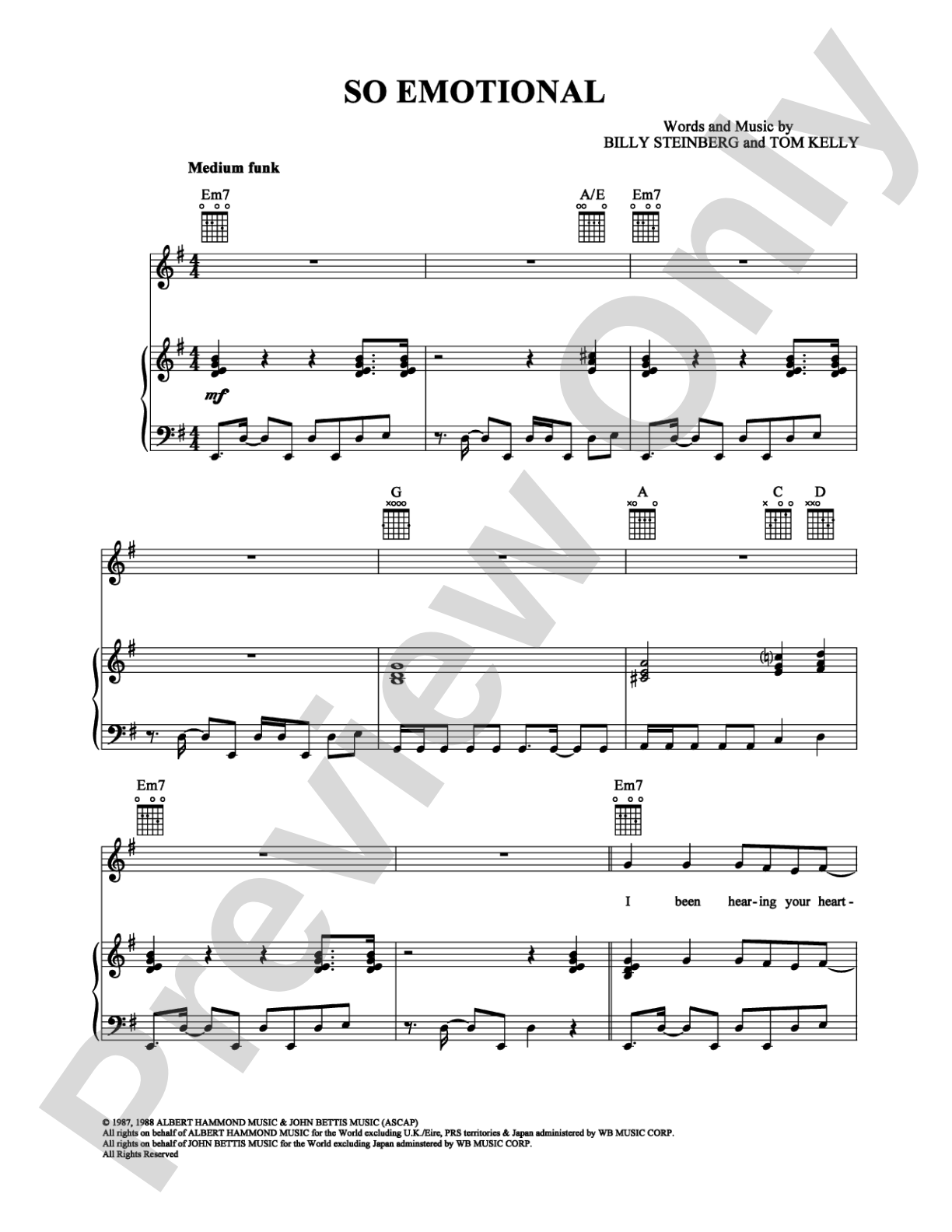 So Emotional: Piano/Vocal/Chords Digital Sheet Music