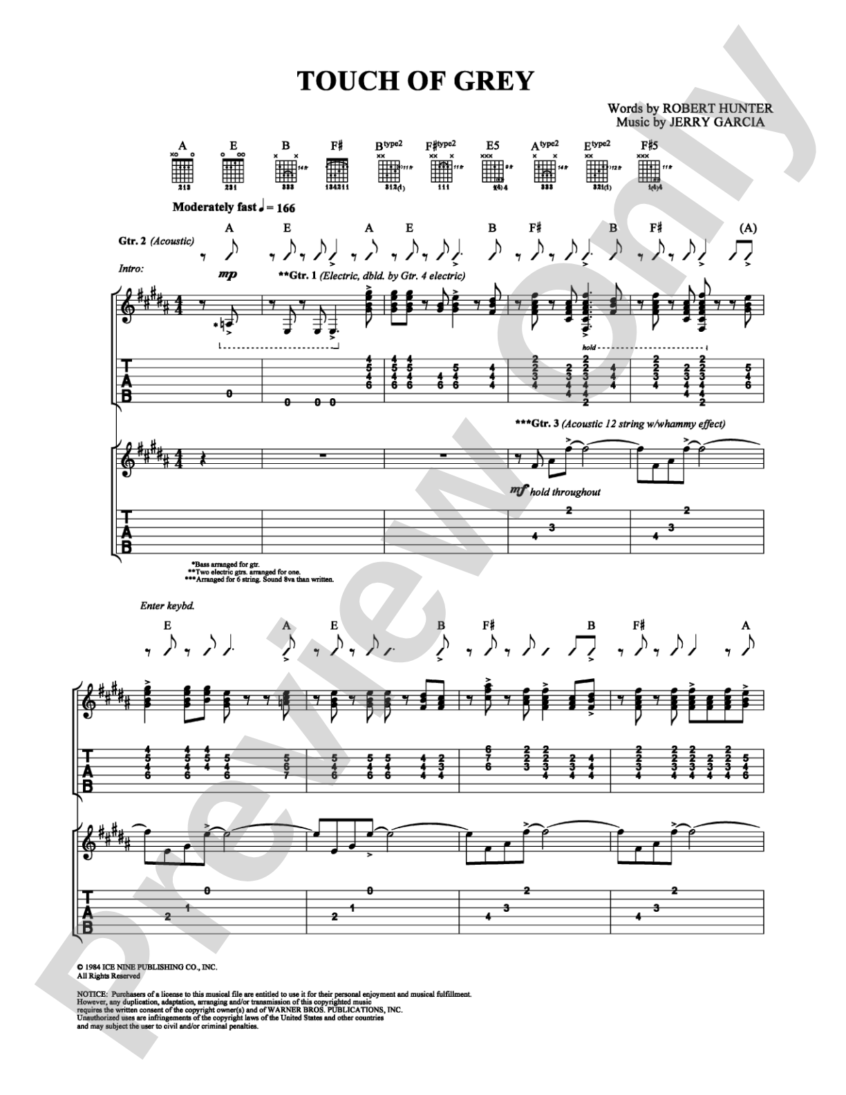 Touch of Grey: Guitar TAB Digital Sheet Music
