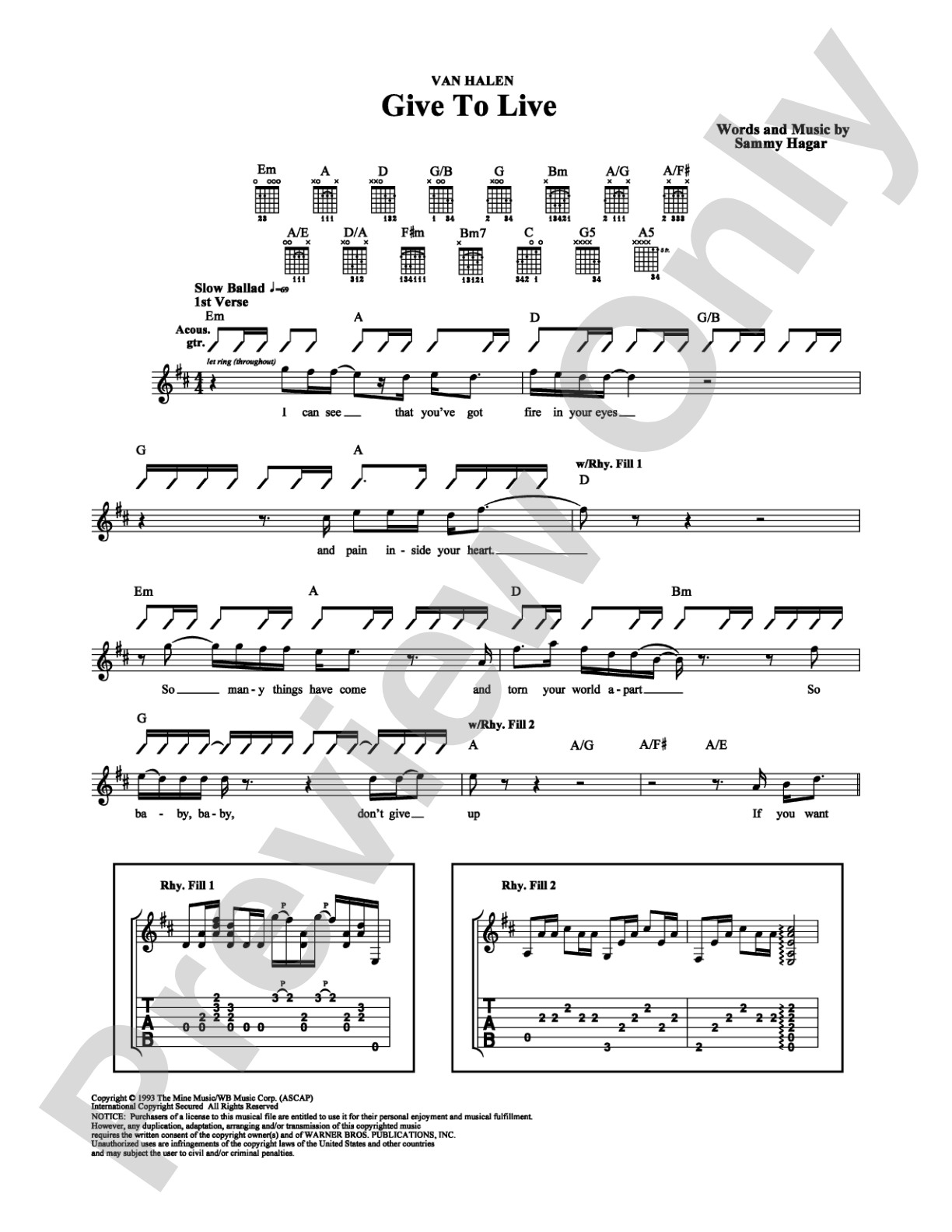 Give To Live: Guitar TAB Digital Sheet Music