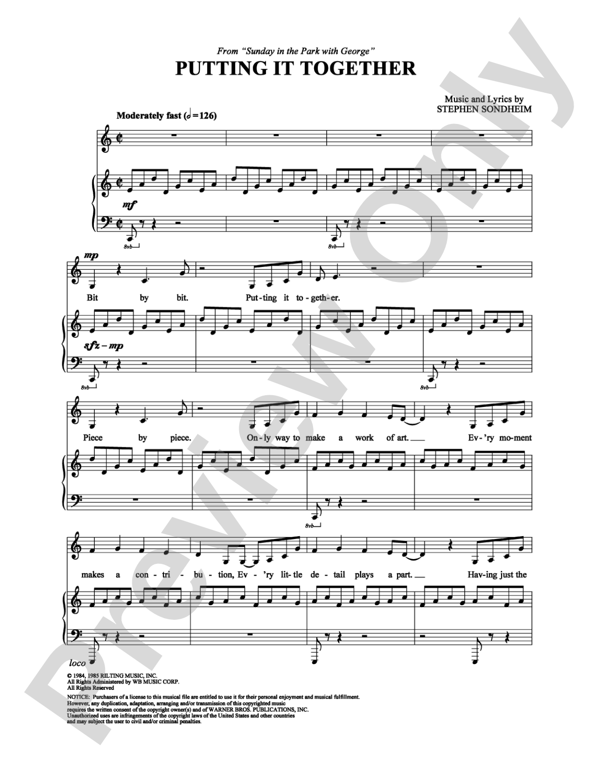 Putting It Together: Piano/Vocal/Chords Digital Sheet Music