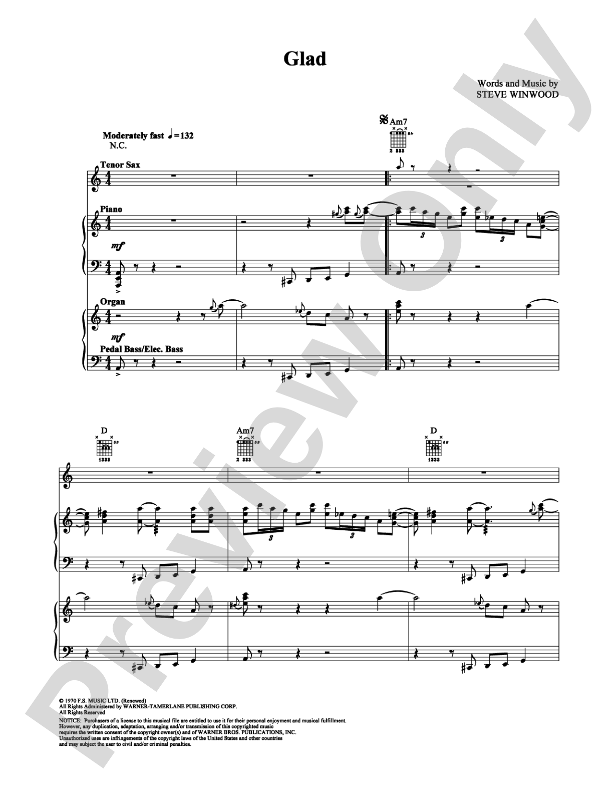 Glad: Solo & Small Ensemble Digital Sheet Music