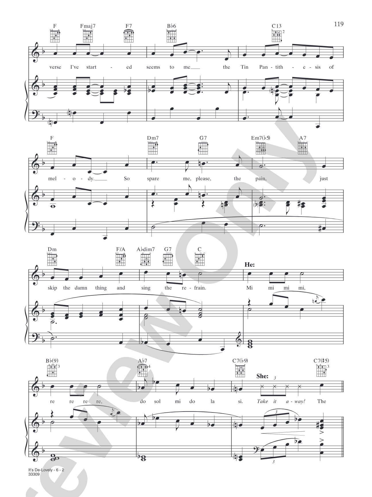 It's De-Lovely (from "Red, Hot and Blue!"): Piano/Vocal/Chords