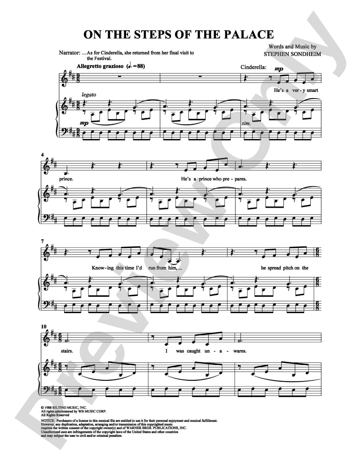 On the Steps of the Palace: Piano/Vocal/Chords Digital Sheet Music