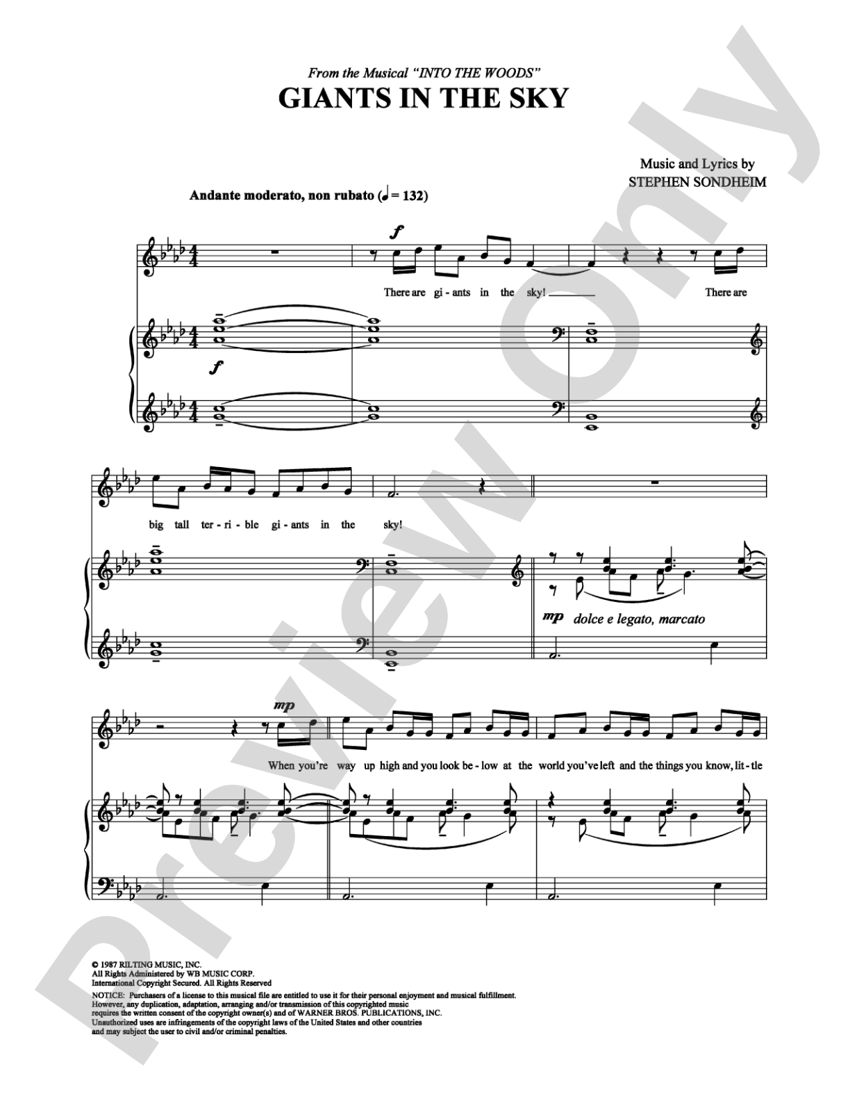 Giants in the Sky: Piano/Vocal/Chords Digital Sheet Music