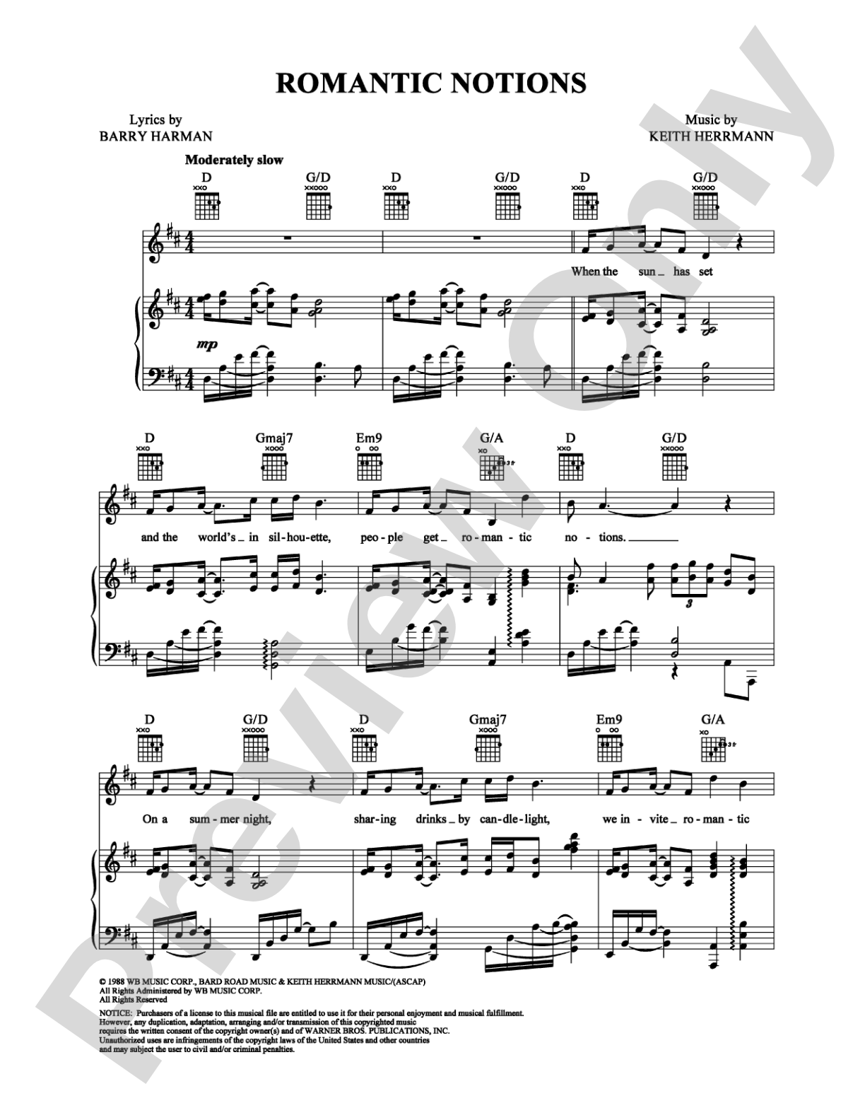 Romantic Notions: Piano/Vocal/Chords Digital Sheet Music