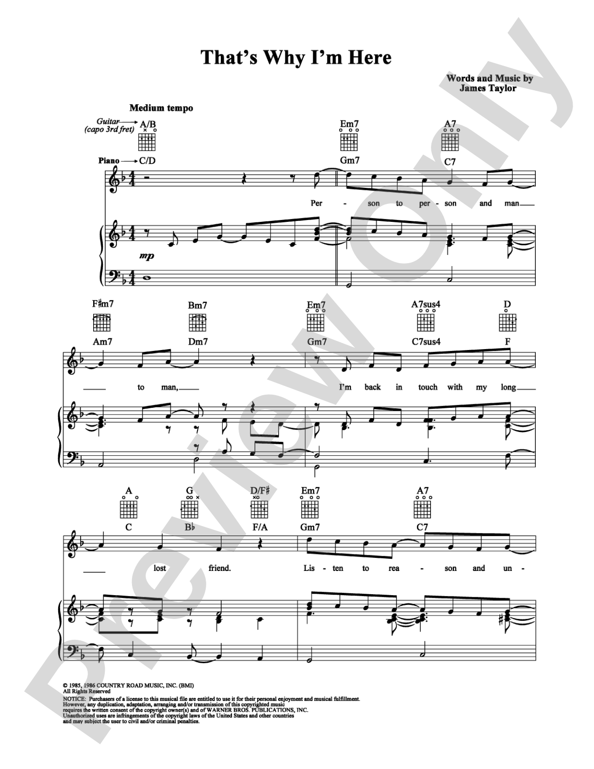That's Why I'm Here: Piano/Vocal/Chords Digital Sheet Music