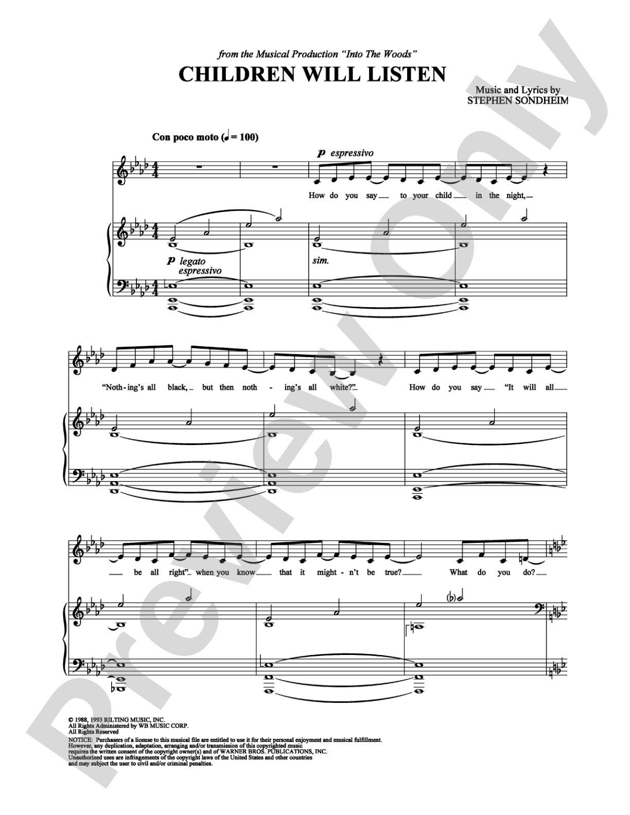 Children Will Listen: Piano/Vocal/Chords Digital Sheet Music