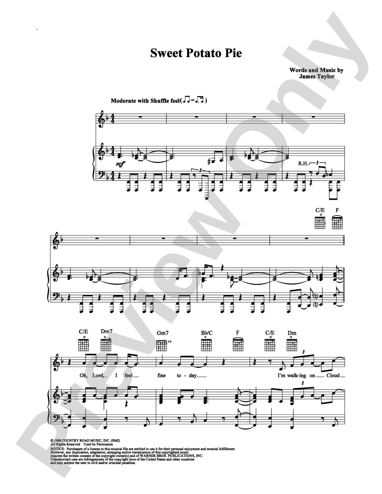 Sweet Potato Pie: Piano/Vocal/Chords Digital Sheet Music